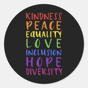 Sticker Rond Kindness peace inclusion hope rainbow gay lesbian