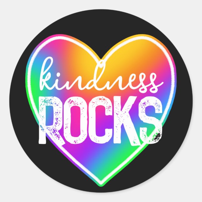 Sticker Rond Kindness Rocks Rainbow (Devant)