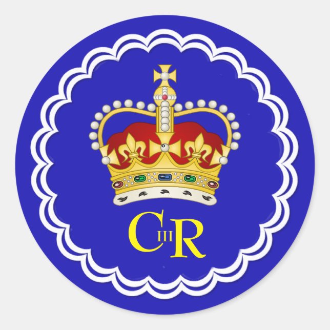 Sticker Rond King Charles III Monogramme et Couronne (Devant)