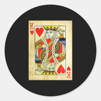 Sticker Rond King Of Hearts Card Deck Old