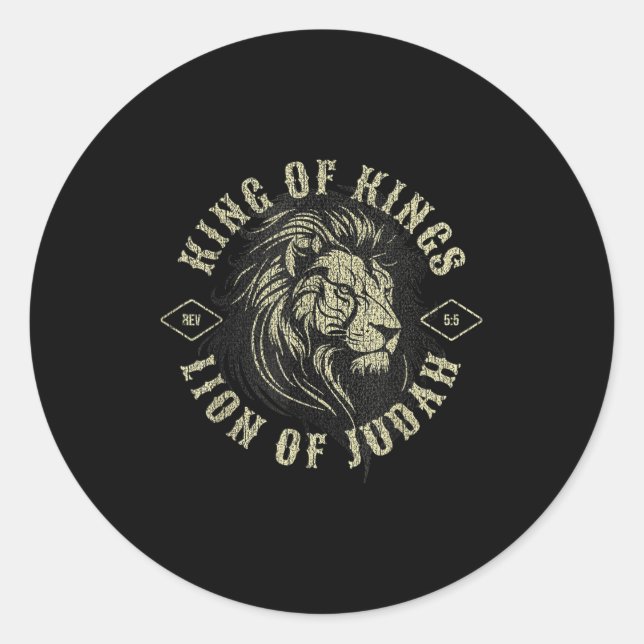 Sticker Rond King Of Kings Lion Of Judah Christian Faith Religi (Devant)