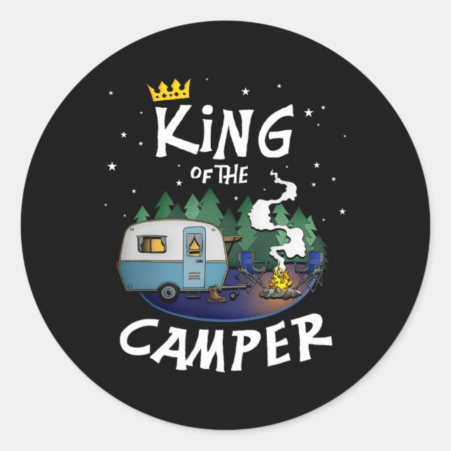 Sticker Rond King Of The Camper Camping Travel Gift For Men  (Devant)