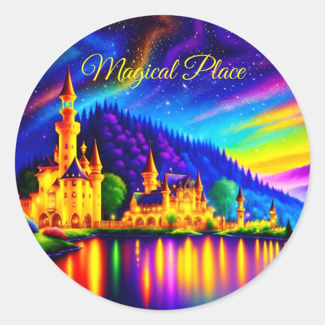 Sticker Rond Kingdom Castle Shine Reflection Imaginaire River (Devant)