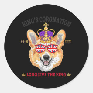 Sticker Rond Kings Coronation 2023 Pour Union Jack Avec Corgi