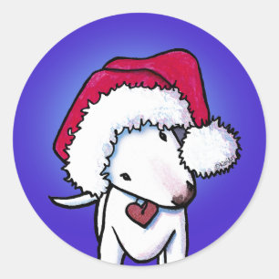 Sticker Rond KiniArt Bull Terrier Stick rond classique de Noël