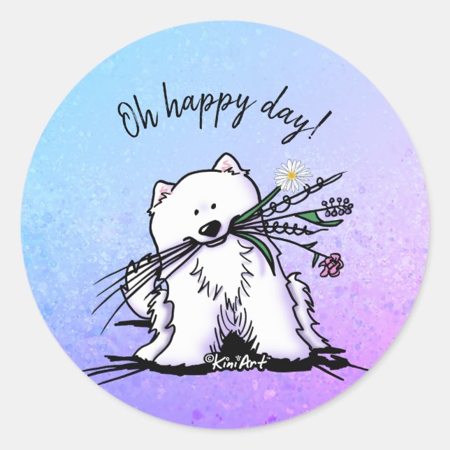 Sticker Rond KiniArt Samoyed (Devant)