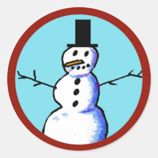 Sticker Rond KiniArt Snowman