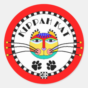 Sticker Rond Kippah Kat