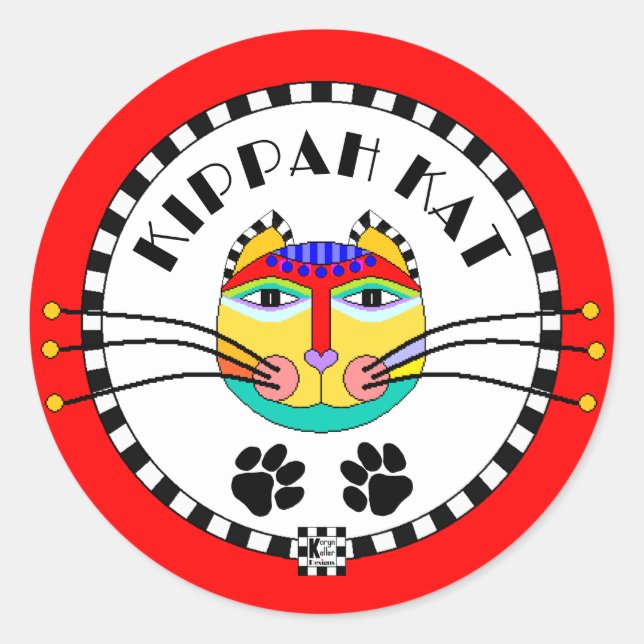 Sticker Rond Kippah Kat (Devant)