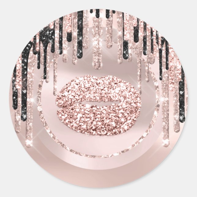 Sticker Rond Kiss Lips maquillage Artist Drivers Rose Parties s (Devant)
