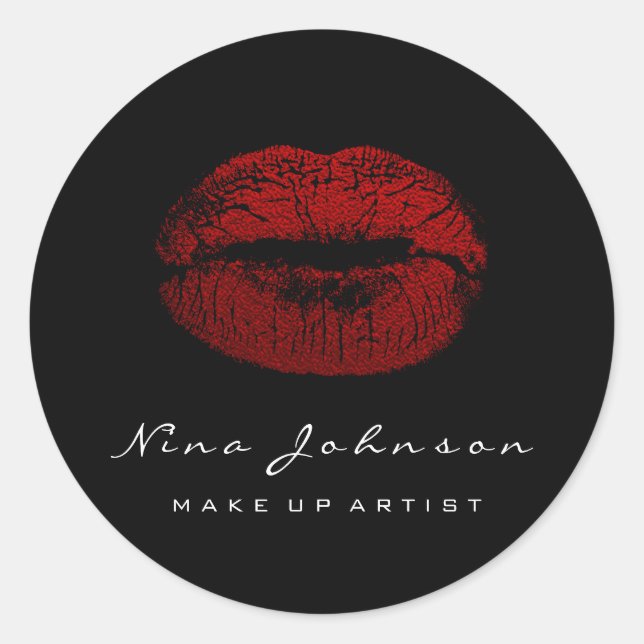 Sticker Rond Kiss Lips maquillage Artiste Beauté Rouge noir Lip (Devant)