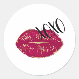 Sticker Rond Kiss Red Lips XOXO