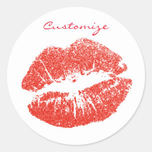 Sticker Rond Kissing Red lips