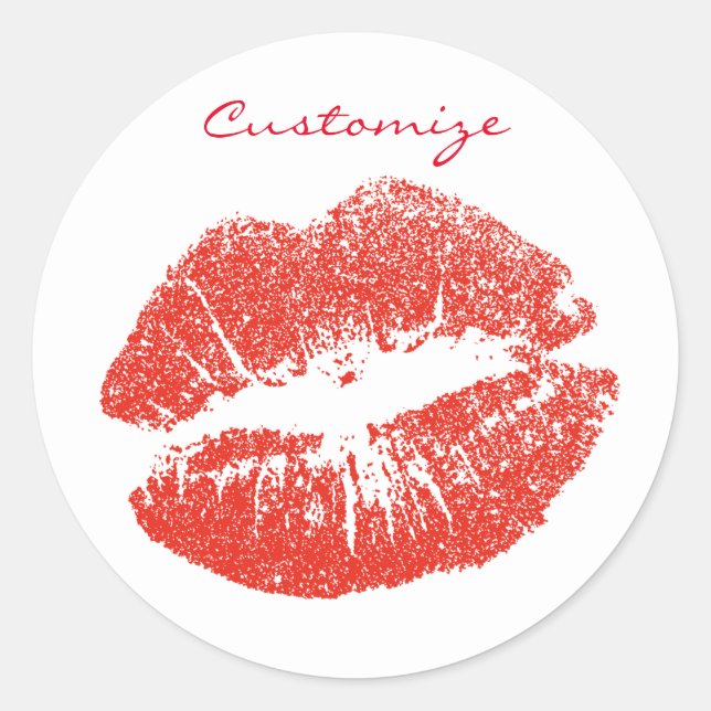 Sticker Rond Kissing Red lips (Devant)