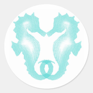 Sticker Rond Kissing Seahorses