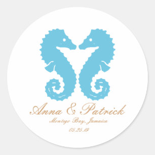 Sticker Rond Kissing Seahorses-Destination Plage Mariage