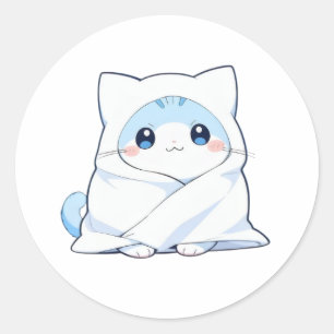 Sticker Rond Kit de couverture confortable chaton kawaii design