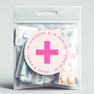Sticker Rond Kit de Gueule de Bois Rose Chaude Maladie et Santé