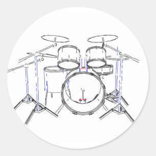 Sticker Rond Kit de tambour 5 pièces : Dessin du marqueur :