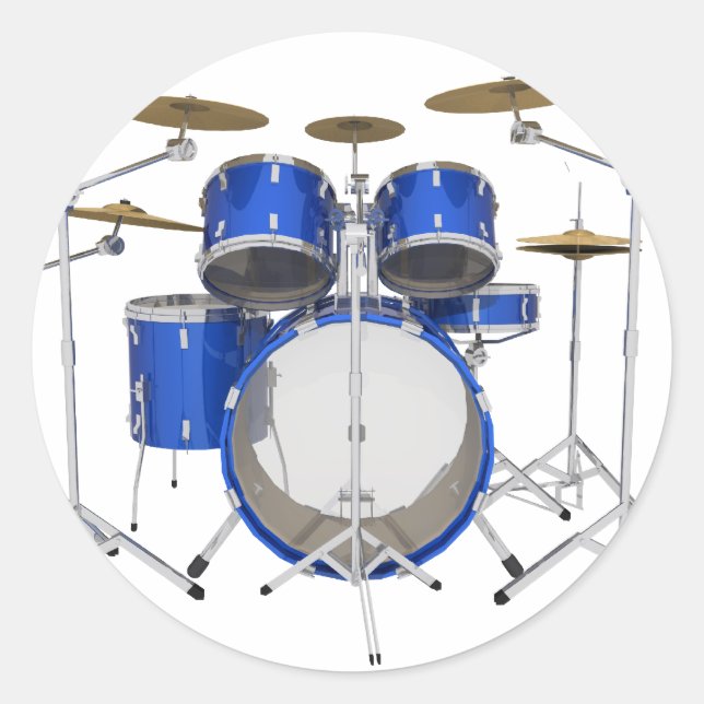 Sticker Rond Kit de tambour bleu : (Devant)