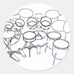 Sticker Rond Kit de tambour de 10 pièces : dessin de marqueur :