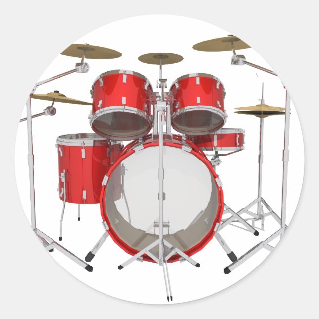 Sticker Rond Kit de tambour rouge : (Devant)