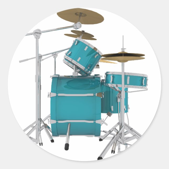 Sticker Rond Kit Tambour Aqua/Turquoise : (Devant)