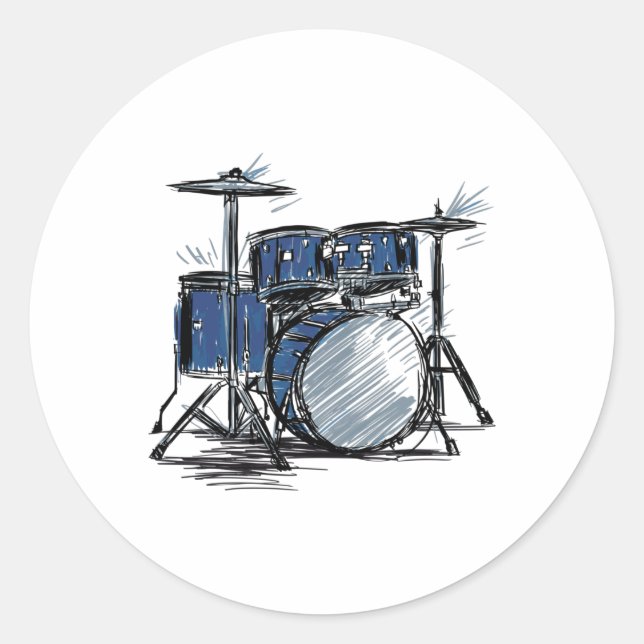 Sticker Rond Kit tambour Sketch Music (Devant)