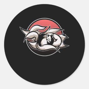 Sticker Rond Kitsune Modern Kawaii Kami Japonais Fox