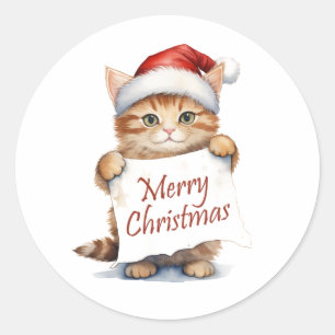 Sticker Rond Kitten Joyeux Noël