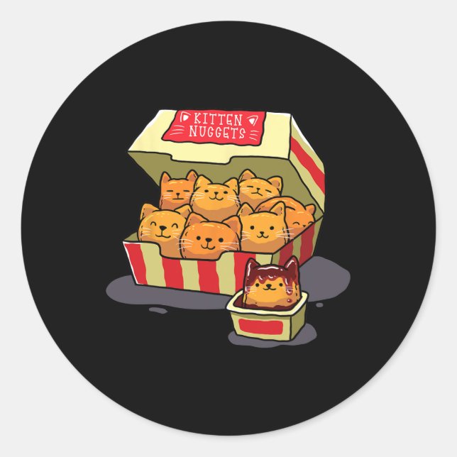 Sticker Rond Kitten Nuggets Alimentation Pun Amoureux des chats (Devant)