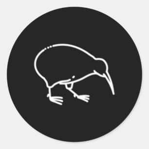 Sticker Rond Kiwi Bird Badge Patch Line Icon Nouvelle-Zélande