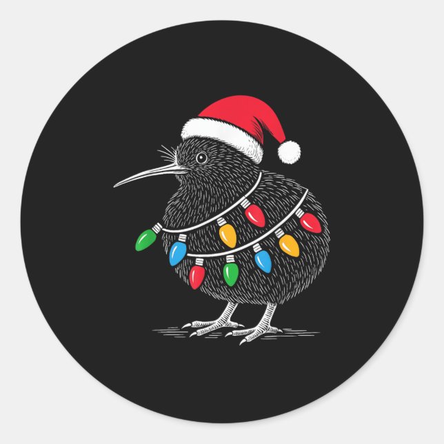 Sticker Rond Kiwi Bird New Zealand Holiday Christmas  (Devant)
