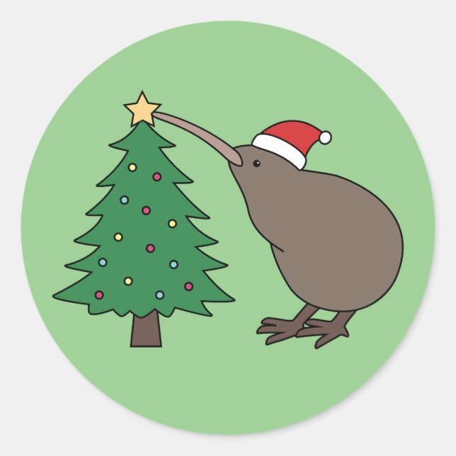 Sticker Rond Kiwi de Noël (Devant)