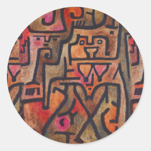 Sticker Rond Klee Abstrait Rouge Abstrait Expressionniste Natur