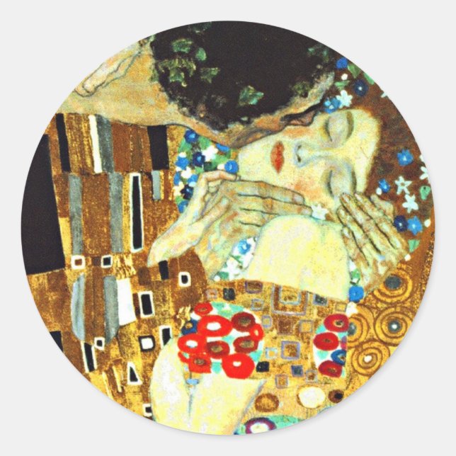 Sticker Rond Klimt - Le baiser (Devant)