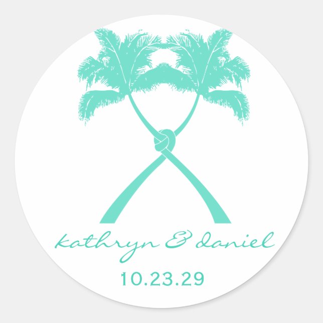Sticker Rond Knot Palm Trees Plage Mariage tropical Moderne Chi (Devant)