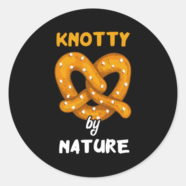 Sticker Rond Knoty By Nature Pretzel Pun Pâte Salé Snack (Devant)