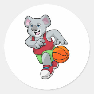 Sticker Rond Koala au Basketball Sports