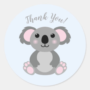 Sticker Rond Koala Bear Baby shower Blue Boy
