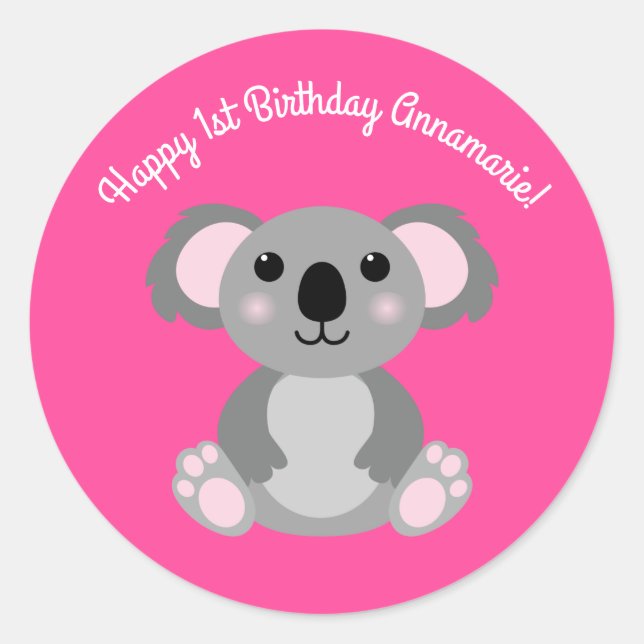 Sticker Rond Koala Bear Cute Kid Anniversaire (Devant)