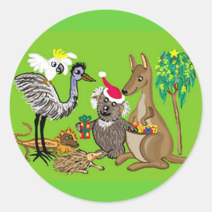 Sticker Rond Koala de griffes de Père Noël