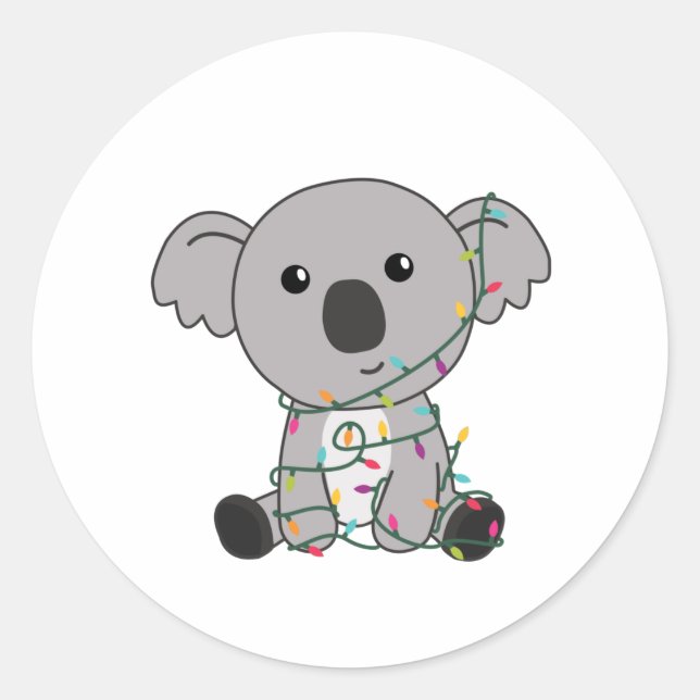 Sticker Rond Koala Noël Neige Animaux d'hiver Koalas (Devant)