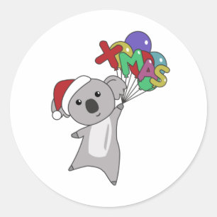 Sticker Rond Koala Noël Neige Animaux d'hiver Koalas