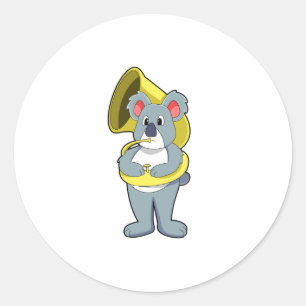 Sticker Rond Koala ours à Musique avec Saxophone.PNG