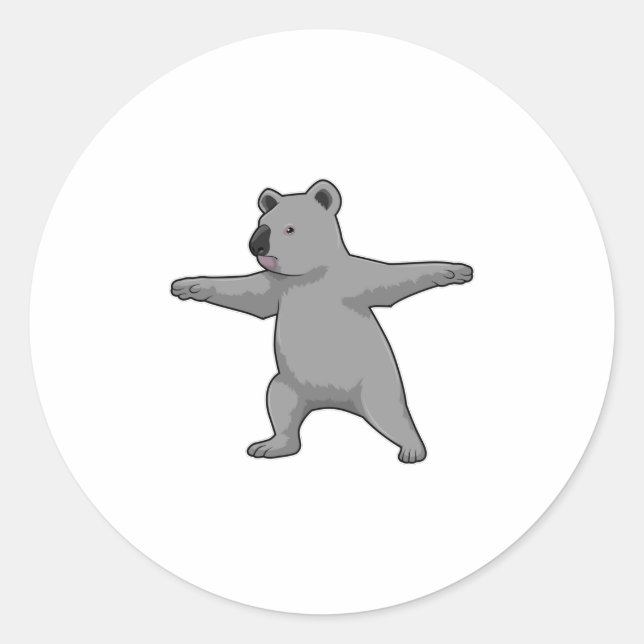Sticker Rond Koala ours au Yoga Fitness (Devant)