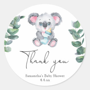 Sticker Rond Koala ours remerciement baby shower