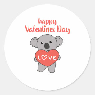 Sticker Rond Koala Pour La Saint Valentin Des Animaux Sucrés Av