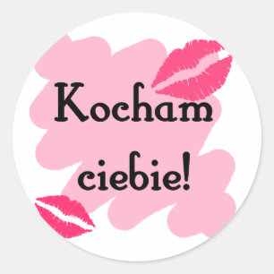 Sticker Rond Kocham ciebie - Polonais Je vous aime