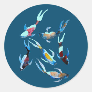 Sticker Rond Koi aquarelle